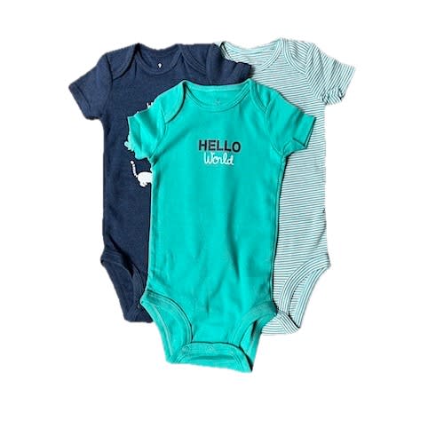 Short Sleeves Bodysuit For Boys - Hello World - 3 Piece Set