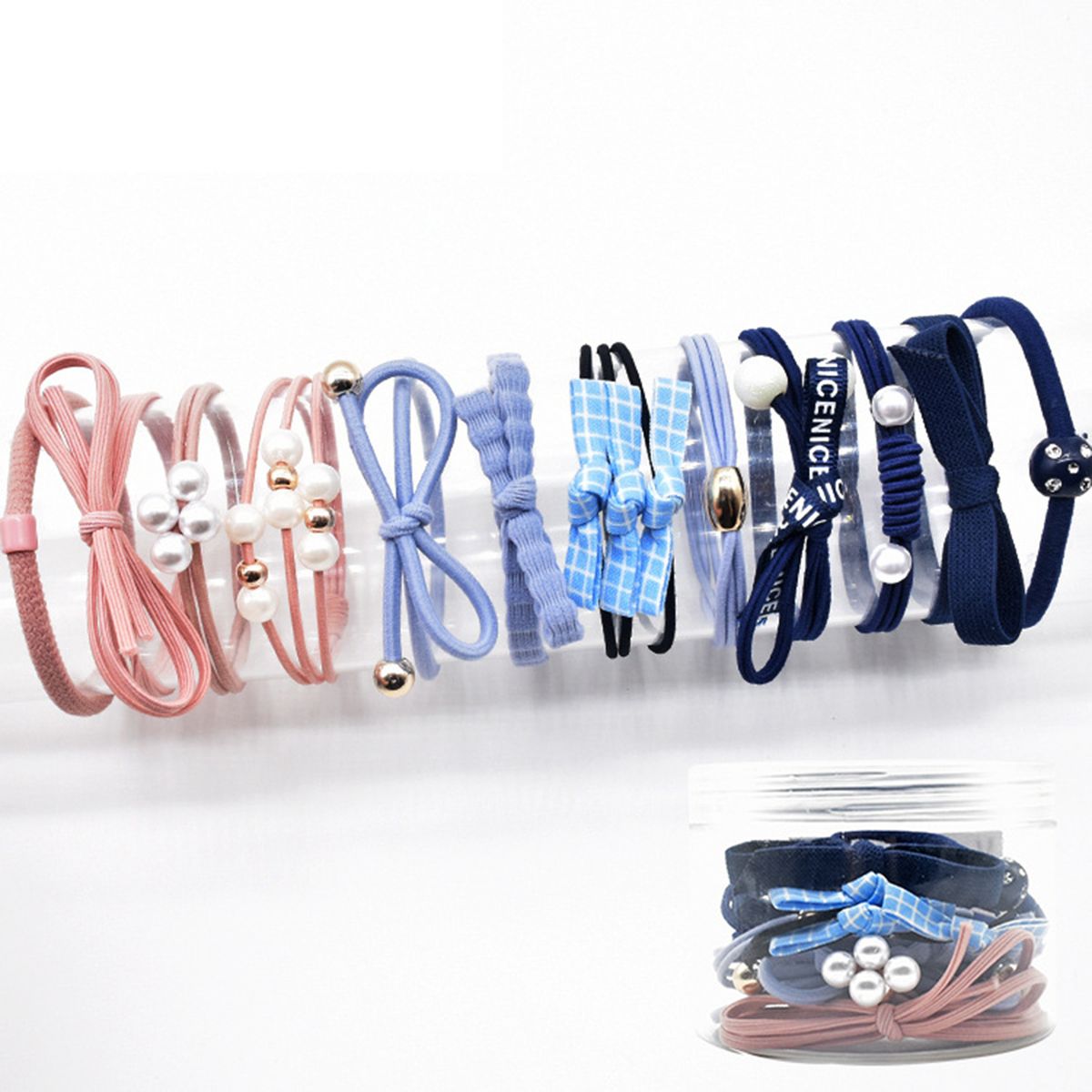 12PCS/Set Elastic Hair Bands Cute Elastic Hair Ties Pearl