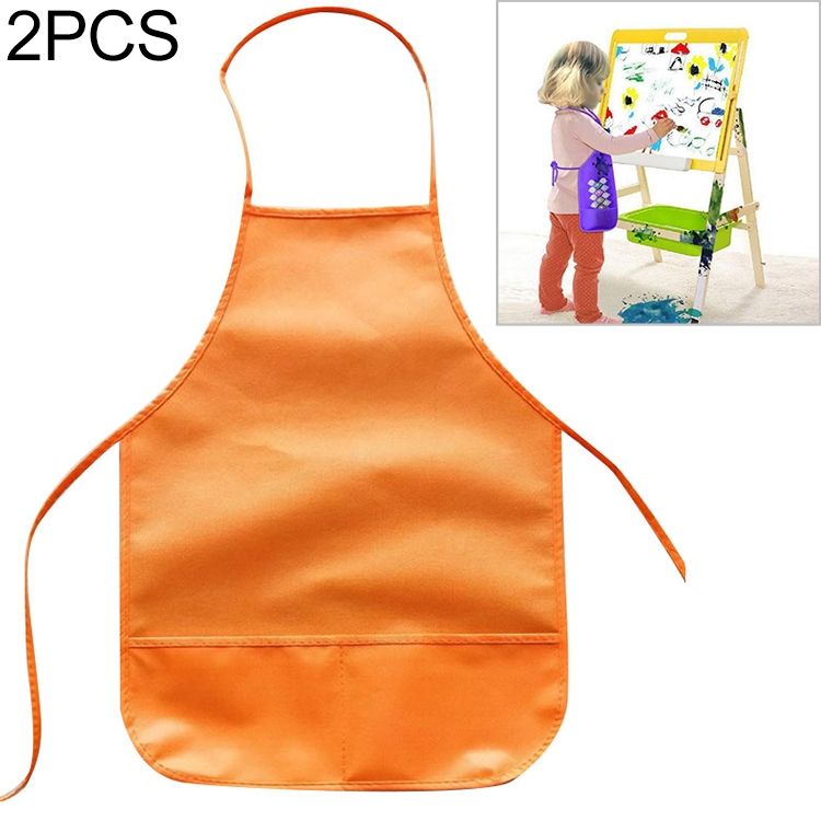 2 PCS  Non-woven Apron Home Painting Clothes For Children(Orange)