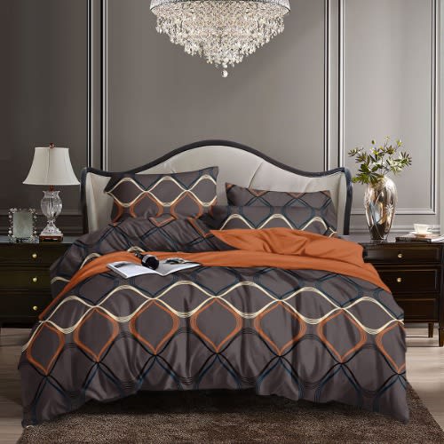 Bedsheet Duvet And Four Pillowcases  Brown