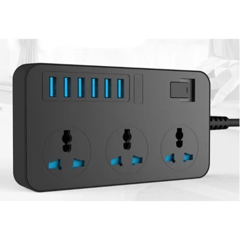 Tb-t09 6 Usb Port 3 Power Strips Plug 3000w Power Extension Socket 3.1a