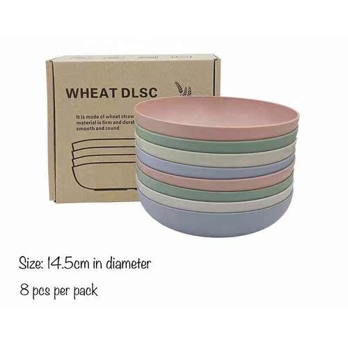 8 Pcs Of Unbreakable Wheat Straw Kitchen Plates