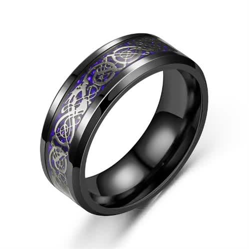 Classic 8mm Black Tungsten Wedding Stainless Steel Purple Carbon Fiber Ring