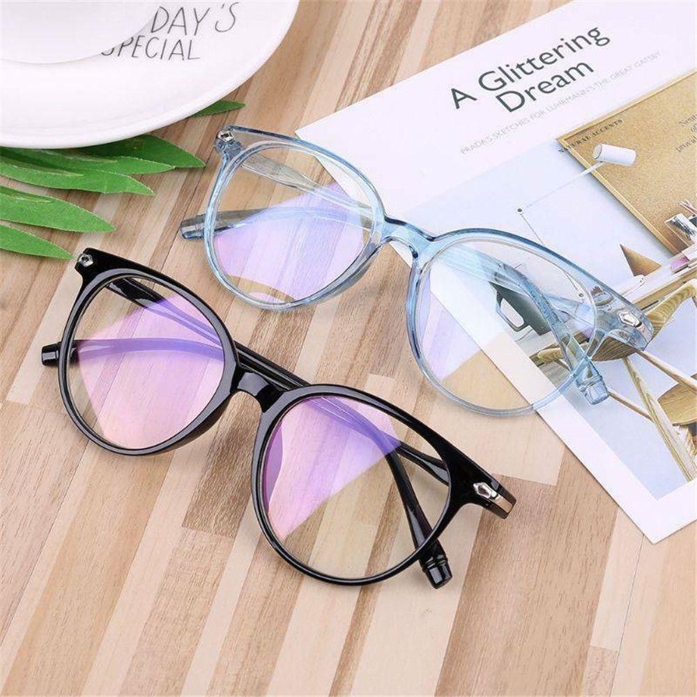 New Fashion Flexible Portable Anti Blue Light Computer Glasses Ultra Light Resin Round Frame Clear Lens Glasses