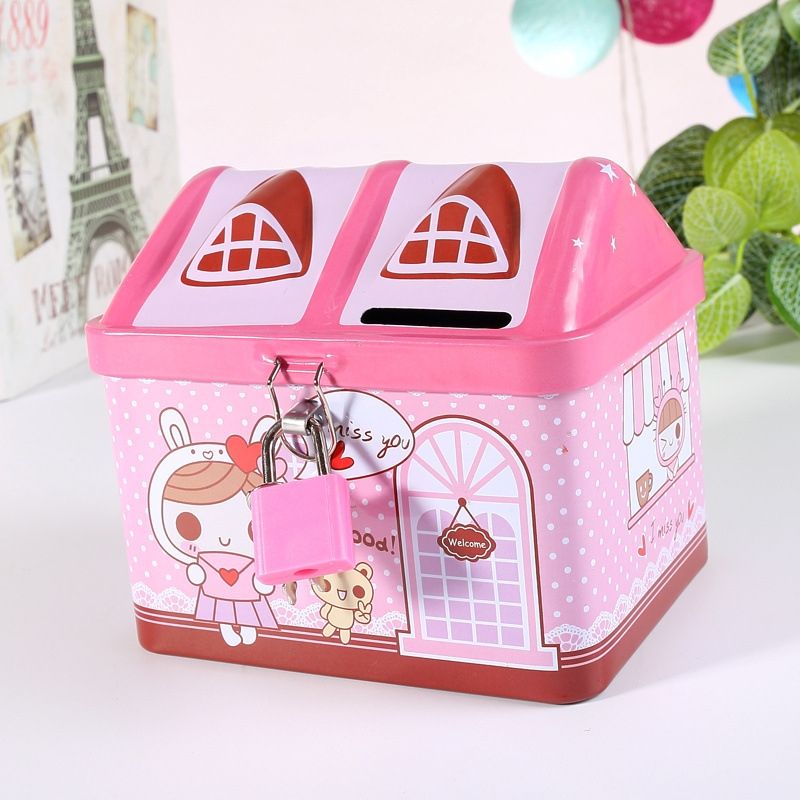 Children Cartoon Saving Small Coin Storage House Piggy