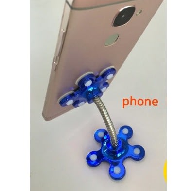 360 Degree Rotatable Metal Flower Mobile Phone Holder  - Blue