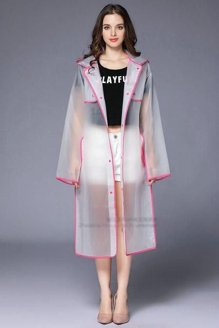 Ladies Waterproof Long Translucent Raincoat