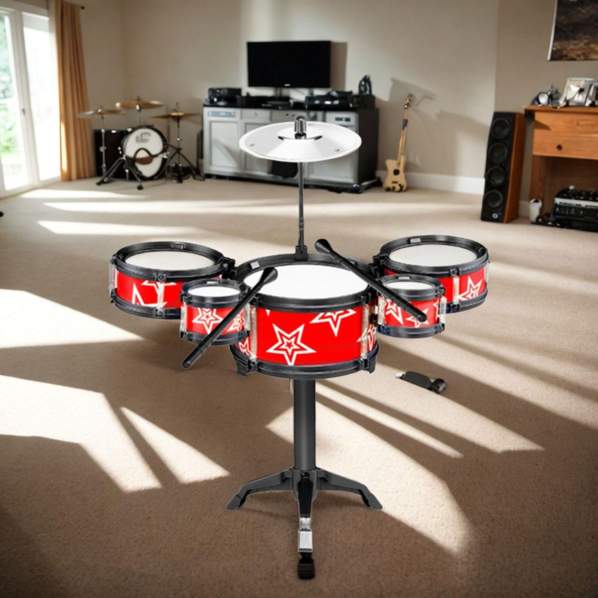 Simulation Kids Drum Toys Jazz Drum Musical Toys For Red