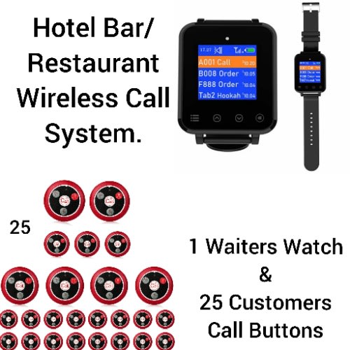 Hotel Restaurant/bar Waiters/customers Service Wireless Call System 25 Buttons/1watch Pack
