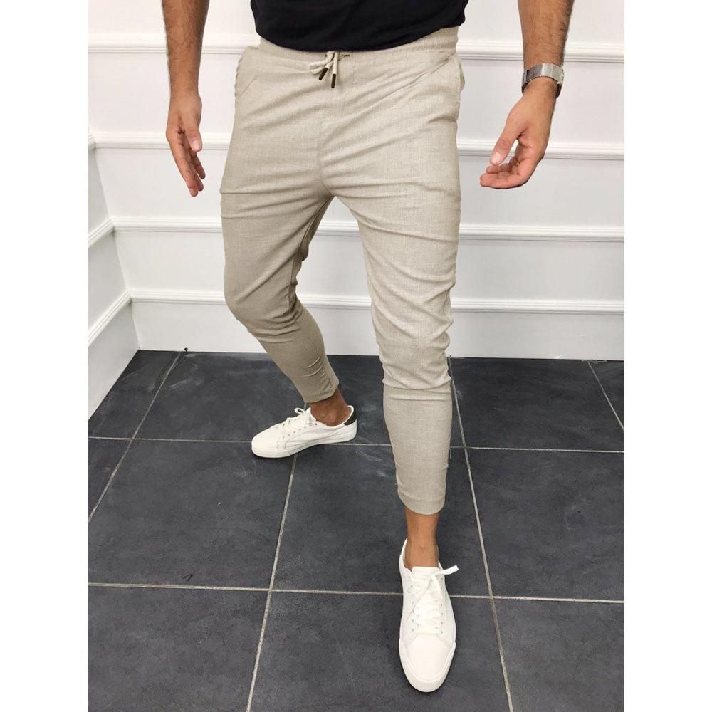 Casual Running Pants for Mens Street Clothing Tracksuit Pants for Soft Social Acts and Solid Color Elastic Black Summer Novelty