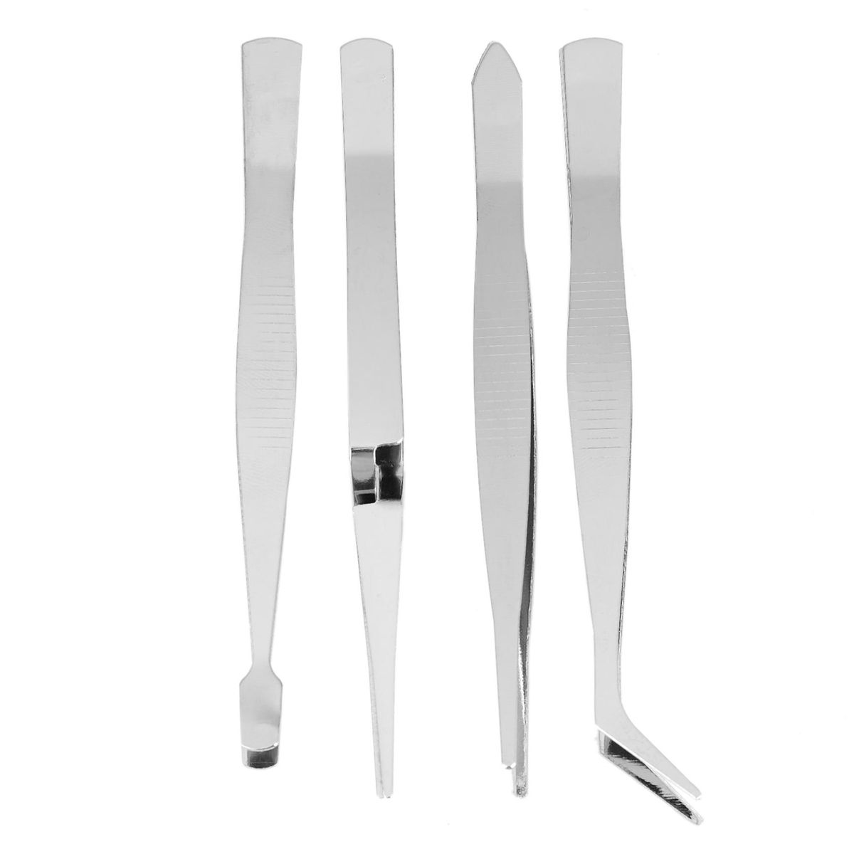 4PcsSet Precision Tweezers Stainless Steel Thick Electronics Forceps Eyebrow Tweezers Anti-Skid Makeup Repair Multi Tools