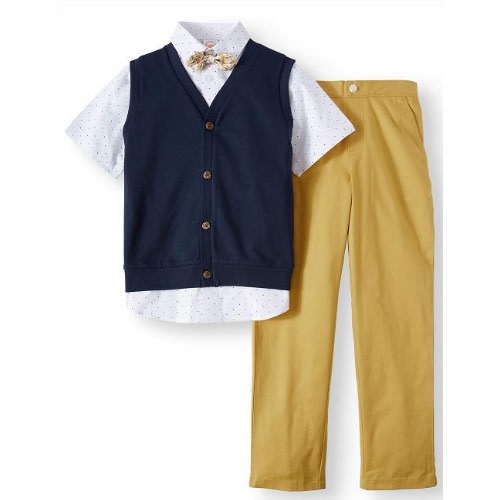 Boys Knit Vest Suit Shirtpant  Bow Tie Set
