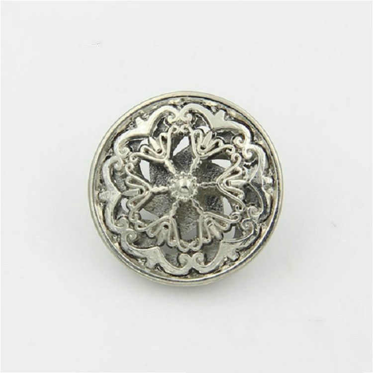 100 PCS 25mm Hollow Flower Shape Metal Button