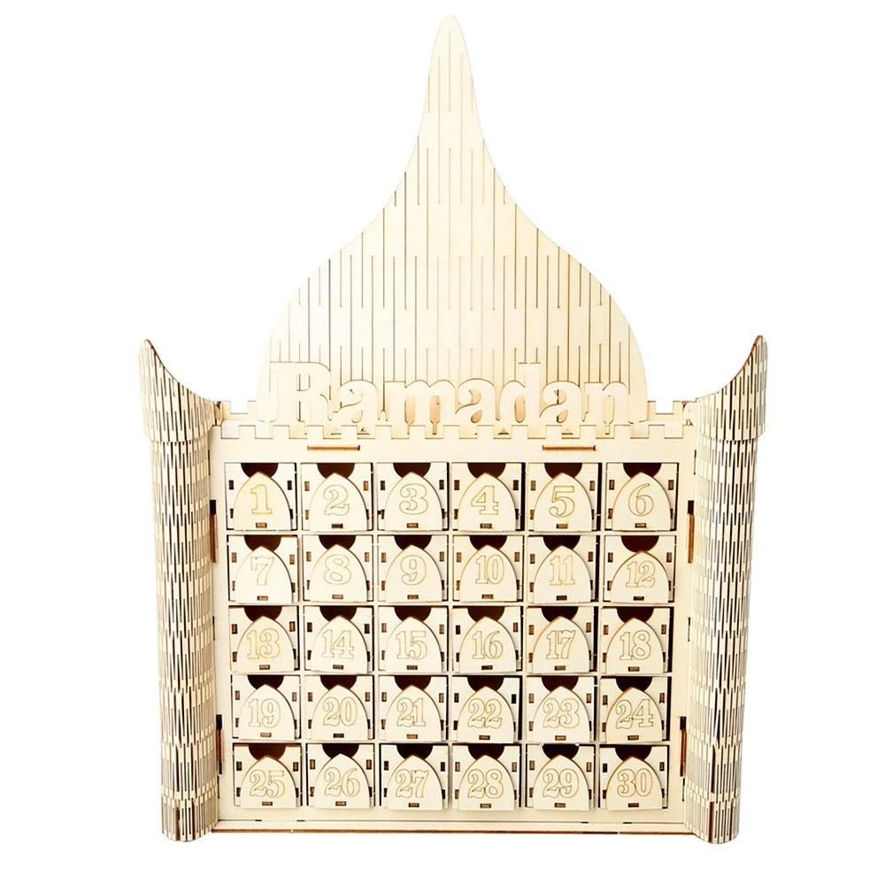 Wooden Calendar 30 Days Countdown Islamic Muslim Countdown Home Drawer Decoration Gift