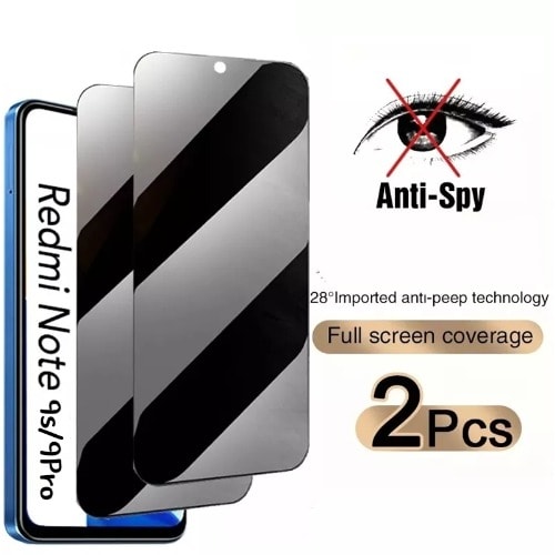 2 Privacy Tempered Glasses For Redmi Note 9s/pro