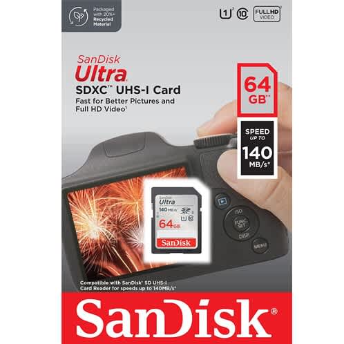 Sandisk Ultra Sdhc Card 64gb 120/140mb/s Class 10