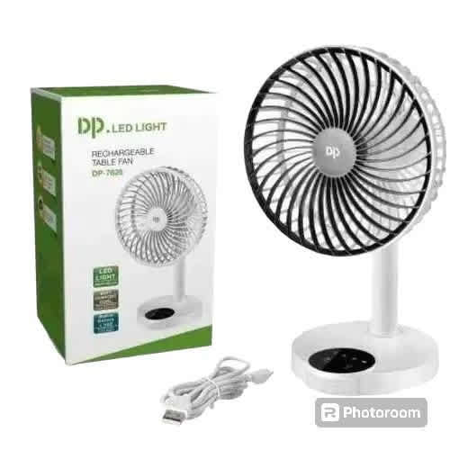 7" Rechargeable Table Fan - White