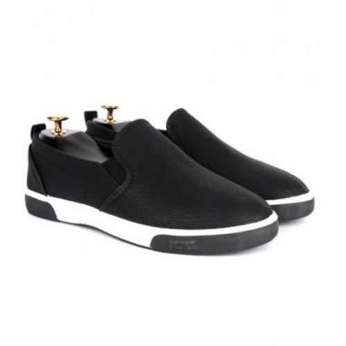 Men's Leather Office Slip-on-black