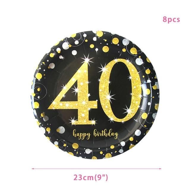30 40 50 60 Years Adult Birthday Party Decor Gold Pink Disposable Tableware 30th 40th 50th 60th Happy Birthday Party Supplies
