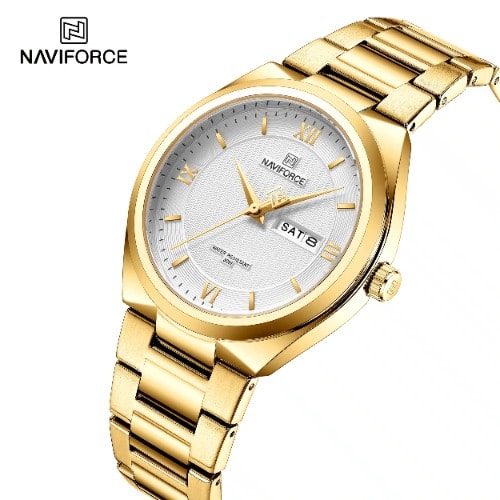 Gold Stainless Strap Waterproof Men's Wrist Watch