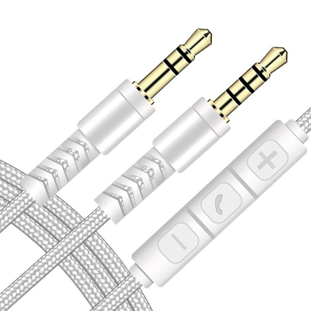 Audio Cord 3.5mm Jack Male to Male Audio Cable with Mic White
