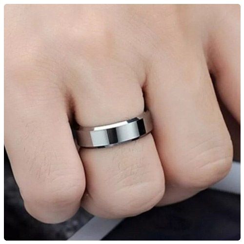 Silver Matte Finish Stainless Steel Wedding 8mm Width Band