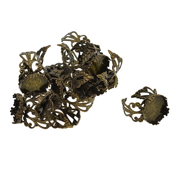 10 Pcs Victorian 15mm Blank Crown Bezel Base Adjustable Bronze