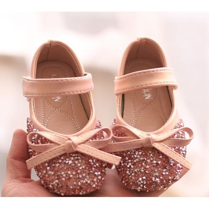 Sidney Girl Shimmer Front Party Shoe - PinkPeach