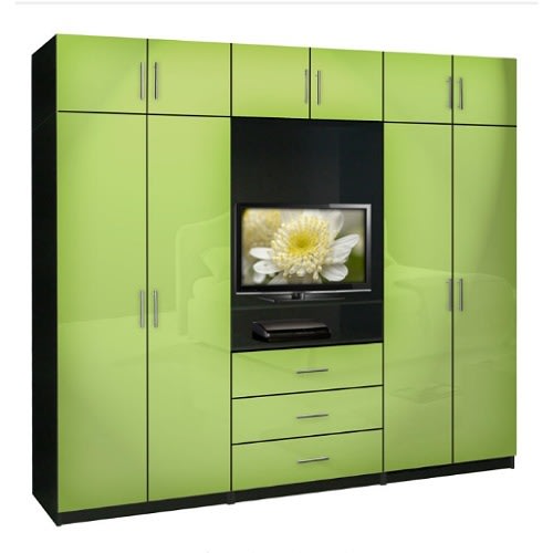 Sadia Besant Bedroom Wall Unit X-Tall With TV Wall Unit & Extra Bedroom Storage - Green
