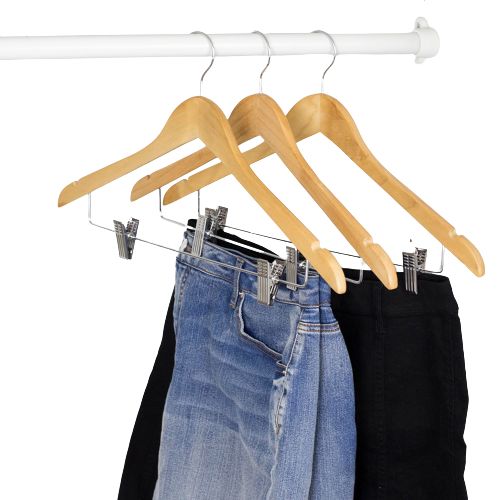 Wooden Hanger With Clips(pack Of 5)