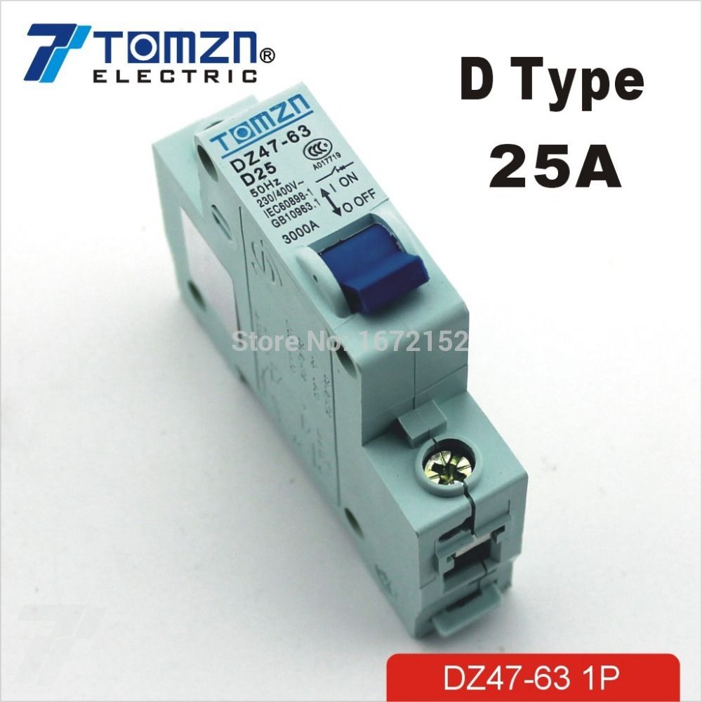 1P 25A D Type 240V 415V 50HZ 60HZ Mini Circuit Breaker MCB