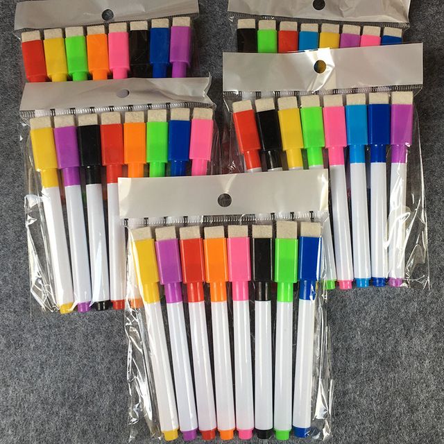 8pcs\set Erasable Colorful Black Whiteboard Pen Ma