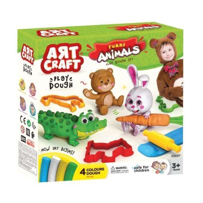 Art Craft Play Dough Animals Set - 4 Color Dough, 200gr