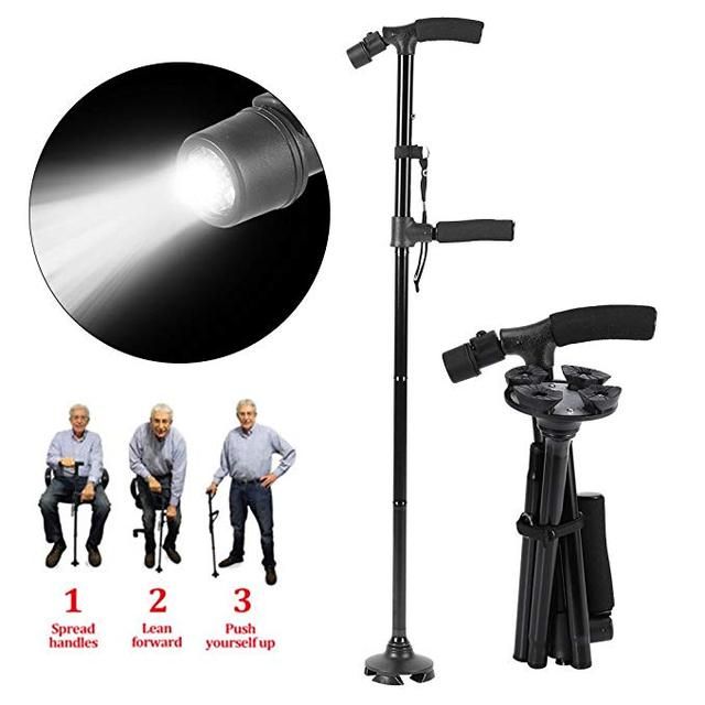 Led Lights Trekking Poles Double Handle Walking Sticking