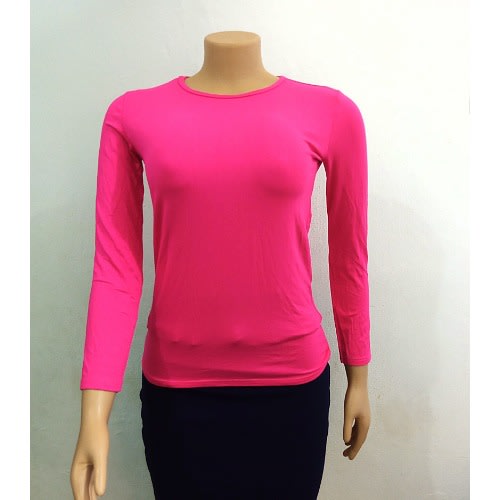 Ladies' Long Sleeve Round Neck Body Hug - Pink
