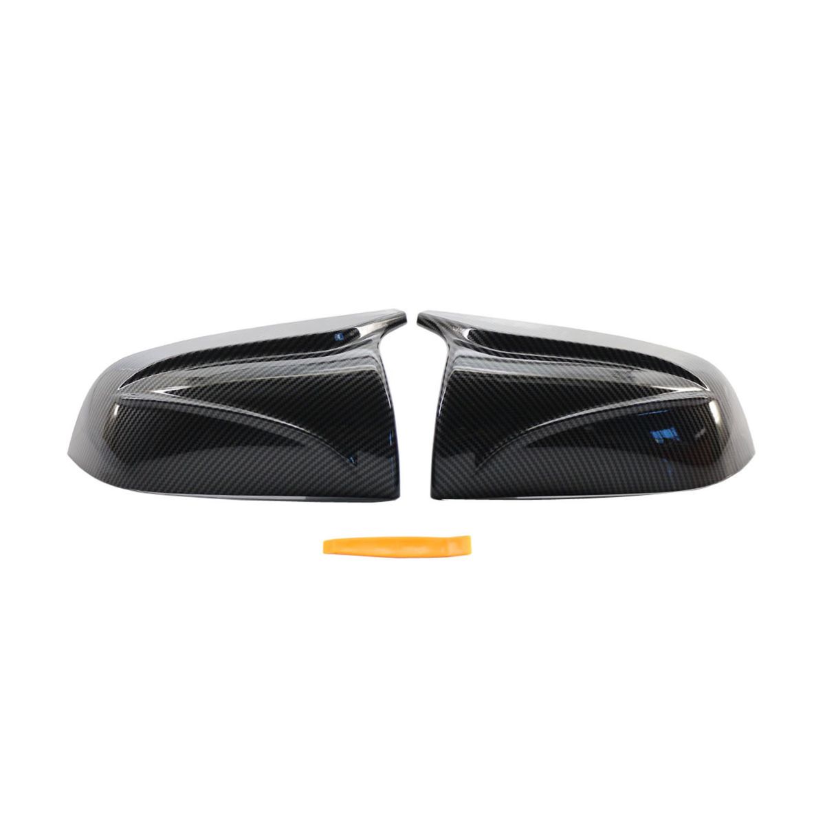 One Pair Rearview Mirrors Cover Cap ABS Black  Carbon Fiber