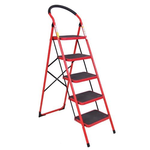 Household Folding 5 Step Ladder - Red
