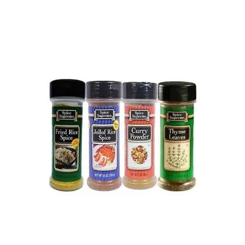 Spice - Fried Rice - 121g + Jollof Rice - 156g + Curry Powder - 85g & Thyme - 43g