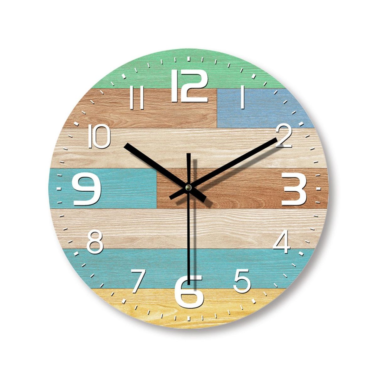 Simple Style Wall Clock Rustic Wood Wall Clock Silent Battery for Home
