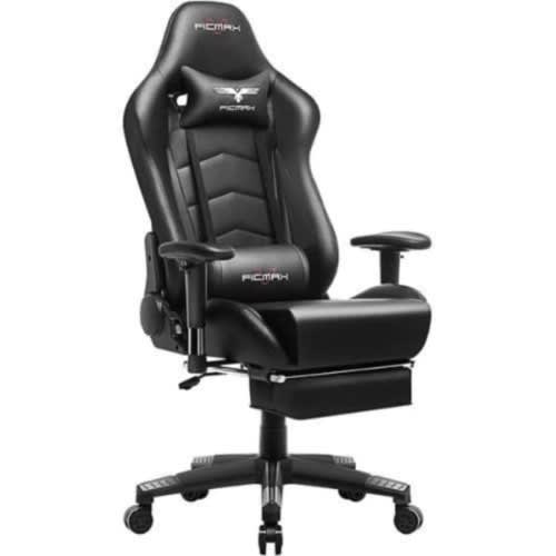 Leather Chair With Footrest - Black