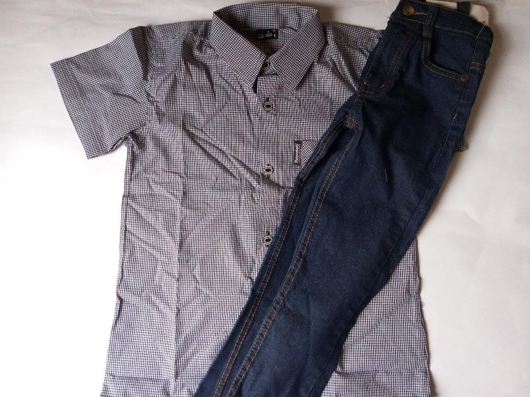 Kids Unique Blue Jeans Trouser And Shirt