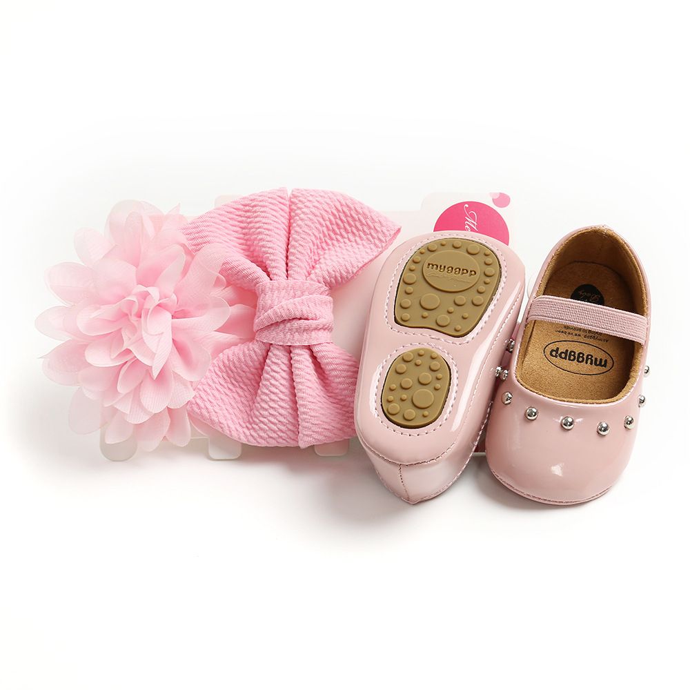 Baby Girl Birthday Party Shoe With Headbows - Pink
