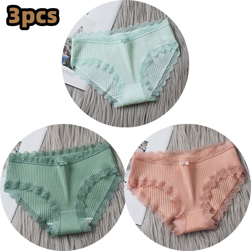 3PCS/lot Cotton Panties Women Comfortable Underwears Sexy Middle_Waisted Underpants Female Lingerie Big Size Ladies Briefs(No.#13)