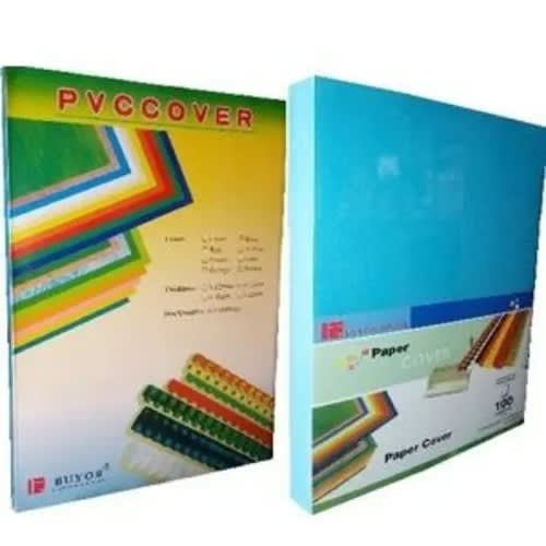 Buyor A4 Pvc Cover And A4 Embossed Paper Cover - 2 Packs - 100 Pieces Each - Blue