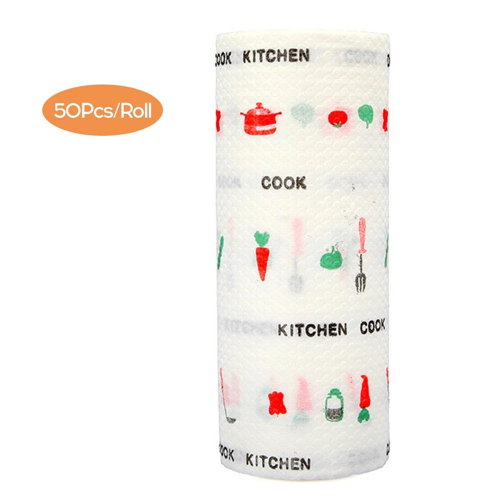 50Pcs/Roll Dry And Wet Non-woven Dishcloth Printing Paper