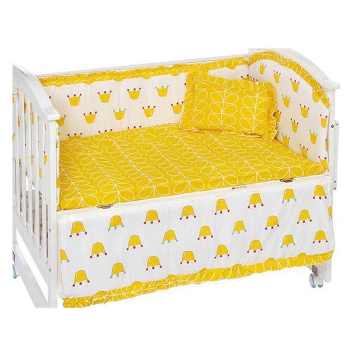 5pcs Berceau Ensemble Literie Bebe Singe 120x60cm 100% Coton Rembourre Pare-choc An Crown