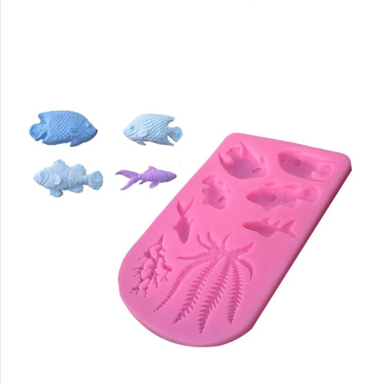 2 PCS Fondant Chocolate Dry Pes Fish Model Marine Animal Silicone Mould(Pink 50-1138)