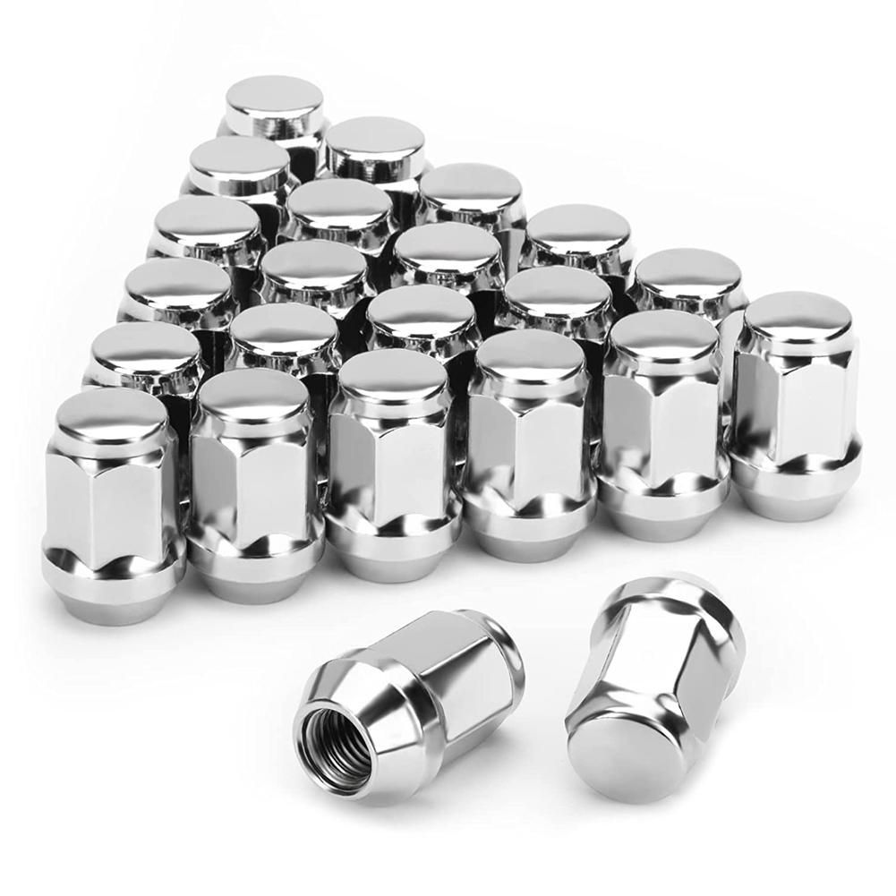 24PCS 12X15 Lug Nut Closed End Bulge Cone Lugnuts for 2007-2022 Cruiser2001-2007 Sequoia Silver