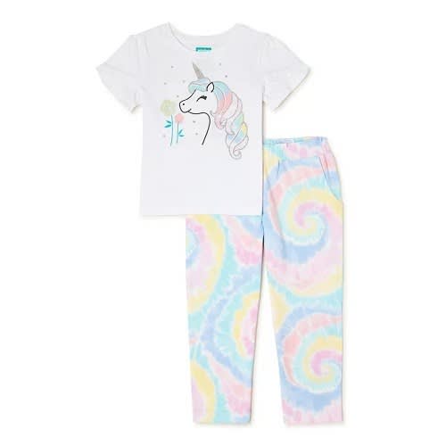 365 Kids Girls Ruffle Sleeve T-shirt And Pants - Tie Dye
