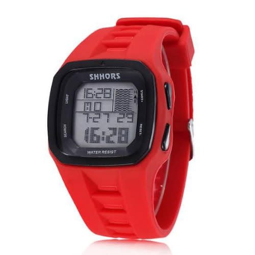 Men Led Digital Sport Wrist Watch - Red Silicone Band